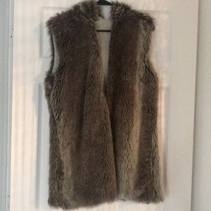 Hooded faux fur vest